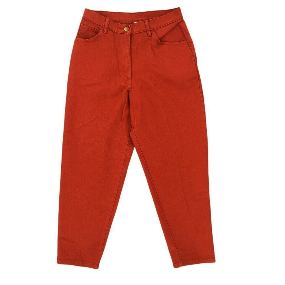Roamans Women Jeans 29X29 Orange Straight Denim Stretch High Rise No Rear Pocket